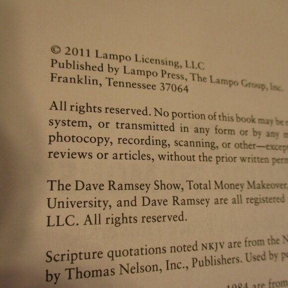 Dave Ramsey Guide To Money Medium Black Blue White Finacial Reading Book - Picture 4 of 6